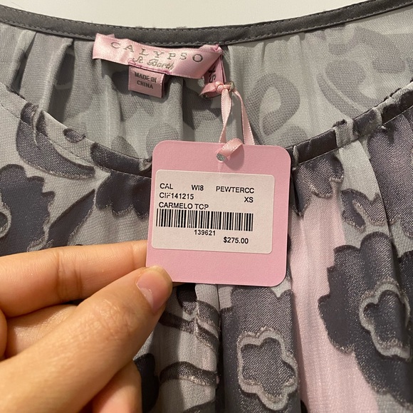 NWT Calypso St. Barth Grey Silk Carmelo Top XS - Picture 5 of 7